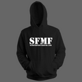 Black hoodie with 'SFMF' white text