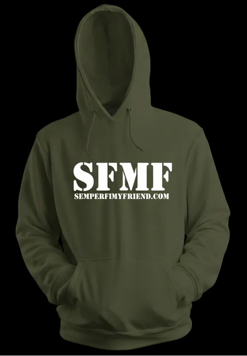Green hoodie with 'SFMF' white text