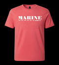 Red t-shirt with 'MARINE' and 7 Rifles