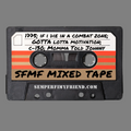 A decorative sticker designed to resemble a cassette tape with text and graphics, including the text 'SFMF MIXED TAPE' and references to music tracks.